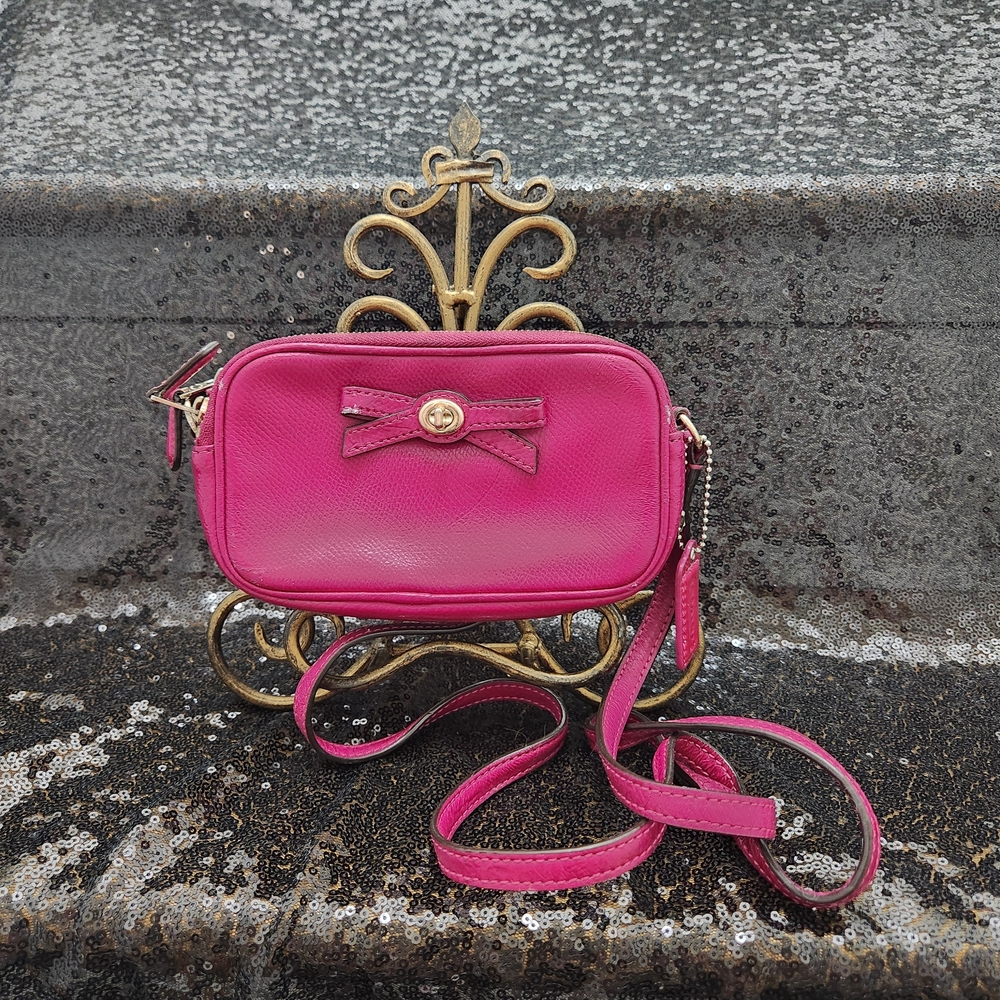 Coach Pink Bow Accent Crossbody Bag